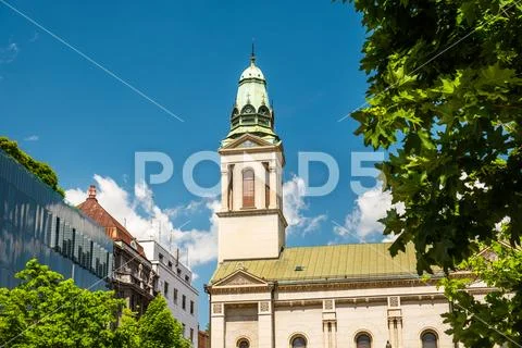 Zagreb, Croatia, Flowers square, orthodox church Stock Photos