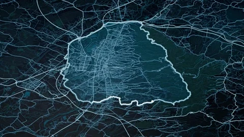 Zagreb Croatia Glowing Digital Map Animation 4K Stock-Footage 337972276