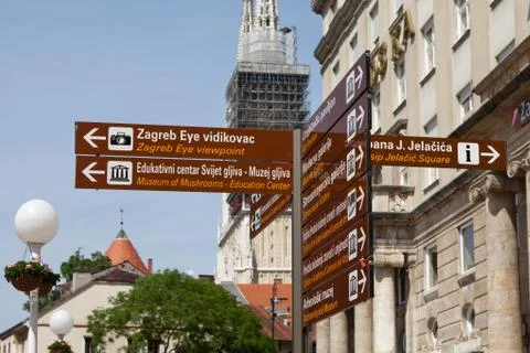 Zagreb guidepost Stock Photos