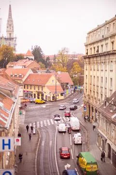 Zagreb historic upper town autumn view, croatia Stock Photos