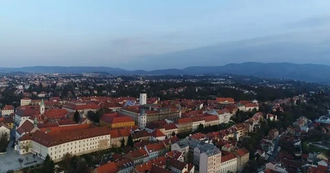 Zagreb old town aerial footage Stock Footage
