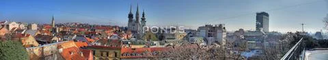 Zagreb panoramic from upper town Stock Photos