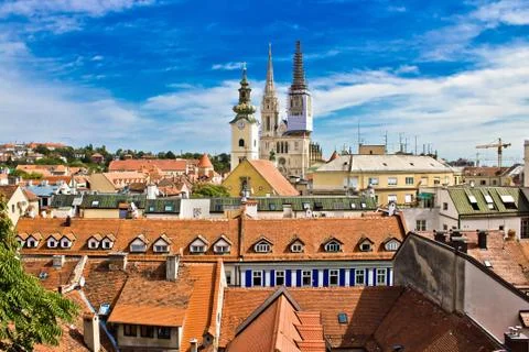 Zagreb - view from upper town Stock Photos