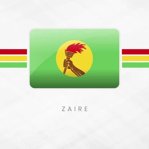 Zaire Historical Flag Button Icon, Waving Republic of Zaire Symbol, 3D Glos.. Stock Footage 332067797