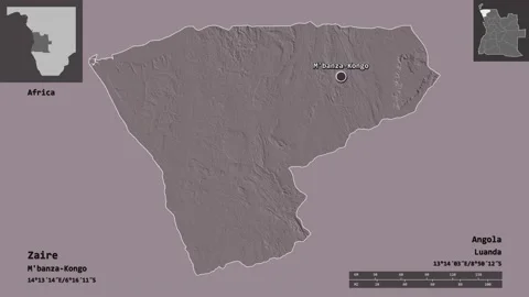 Zaire location. Angola. Administrative map Stock Footage 134591123