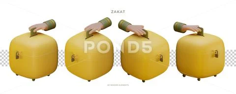 Zakat 3D Render Design Elements PSDテンプレート