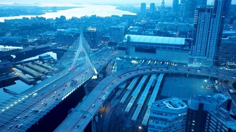 Zakim Bridge at Dawn 스톡 동영상 81537409