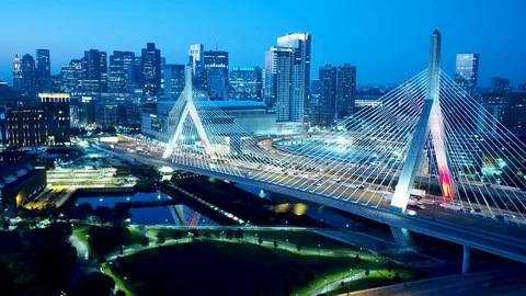 Zakim Bridge at Night 스톡 동영상 81382407