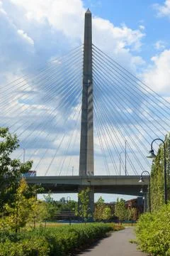 Zakim bridge from paul revere park in boston Stock Photos