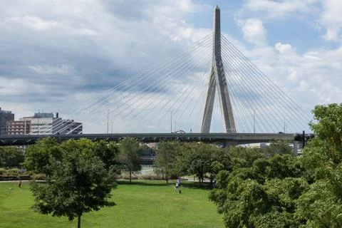 Zakim bridge from paul revere park in boston Stock Photos