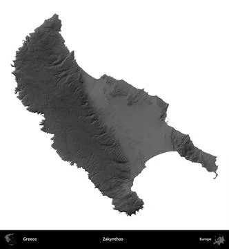 Zakynthos, Greece, isolated on white. Grayscale Stock Illustration