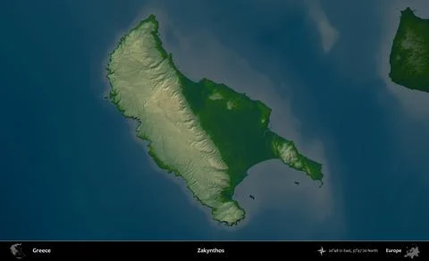 Zakynthos highlighted, Greece. Physical Stock Illustration