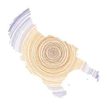Zakynthos Island map filled with concentric circles. Sketch style circles i.. Stock Illustration