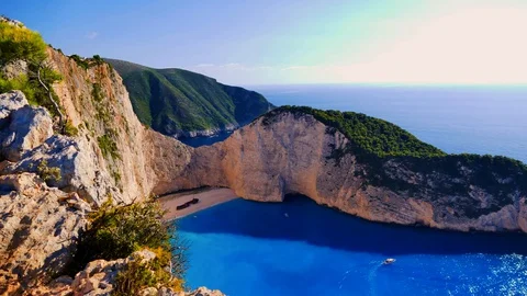 Zakynthos, Navagio beach (shipwreck) time lapse video Stock Footage 128928664
