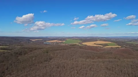 Zalakaros countryside of forests and fields under a clear winter sky view Видео 339770698