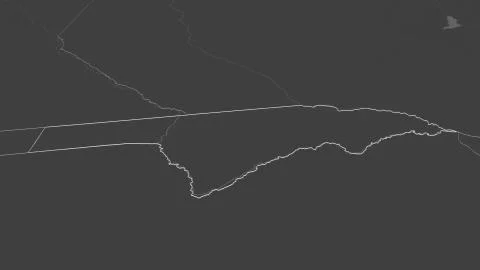 Zambezi, Namibia. Bilevel elevation map with surface waters Illustrazione stock