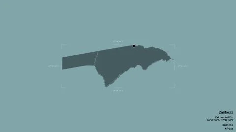 Zambezi - Namibia. Bounding box. Administrative Stock Illustration