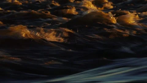 Zambezi River Rapids Lit By The African Sunset Stock Footage 206794363