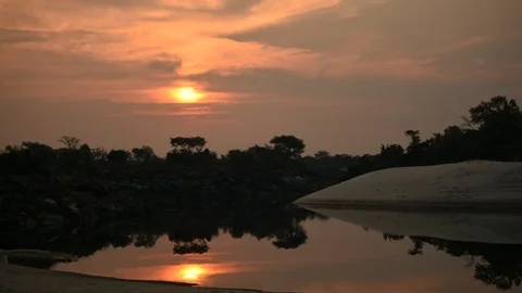 Zambezi Sunset Stock Footage 97394097