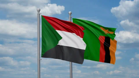 Zambia and Sudan two flags Stock Footage 270746424