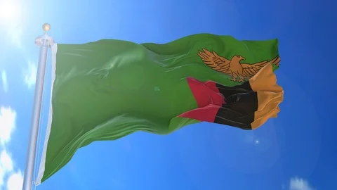 Zambia animated flag pack in 3D and isolated background Stock Footage 119930934