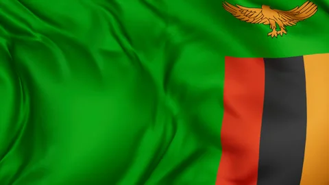 Zambia cloth flag background loop Stock Footage 310851227