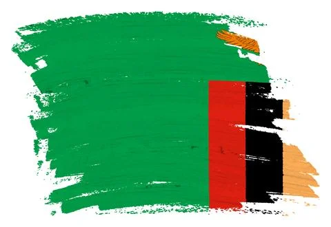 Zambia flag background paint splash brushstroke 3d illustration clipping path Stock Illustration
