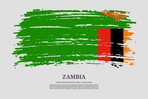 Zambia flag with brush stroke effect and information text poster, vector Illustrazione stock