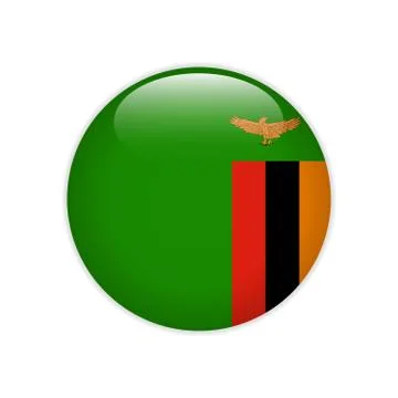Zambia flag on button Stock Illustration