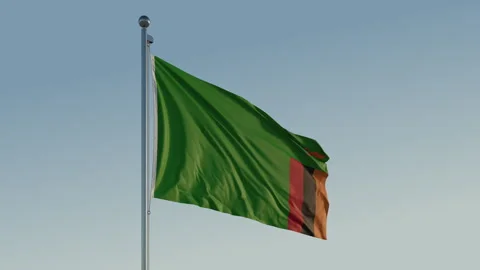 Zambia Flag: Cinematic Loopable Motion with Blue Sky in 4K ProRes 422 HQ Stock Footage 267464086