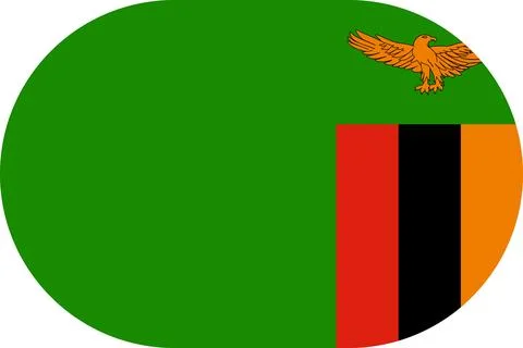 Zambia flag in flat oval design Stock Illustration