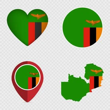 Zambia Flag Icons Pack. Vector illustration. Stock Illustration