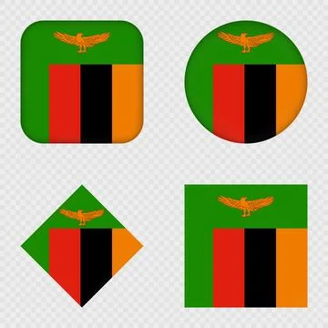Zambia Flag Icons Pack. Vector illustration. Stock Illustration
