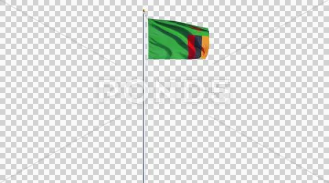 Zambia flag, long shot, isolated with alpha channel Stock Photos