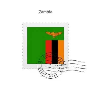 Zambia Flag Postage Stamp. Stock Illustration