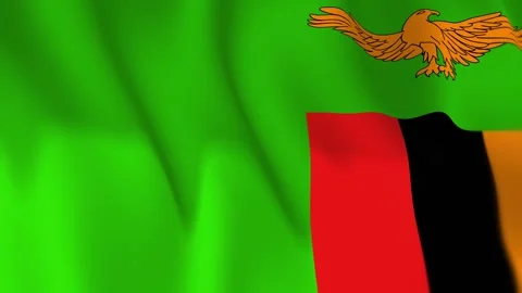 Zambia Flag Seamless Loop 4k 60fps on Sky Background Stock Footage 340350710