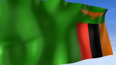 Zambia Flag - Set of 3 Angles with Masks [3WaveSeries] Stock Footage 103331871