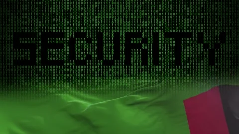 Zambia flag - Waving flag on matrix binary code background Stock Footage 321422663