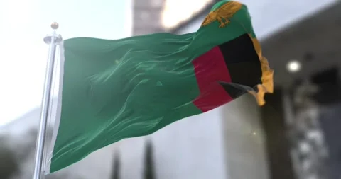 Zambia-flag-waving-seamless-loop-4k-60fps Stock Footage 331803003