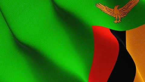Zambia flag waving on wind. Stock Illustration
