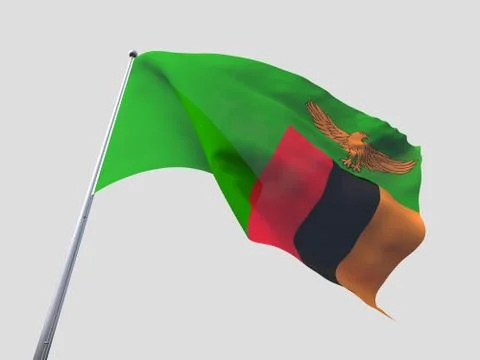 Zambia flying flag isolate on white background Stock Illustration