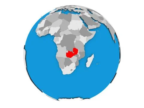 Zambia on globe isolated Stock Illustration
