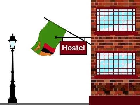 Zambia Hostels Vector Illustration Stock Illustration