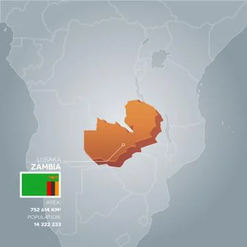 Zambia information map. Stock Illustration