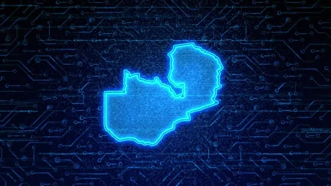 Zambia Map Digital Technology Opener Stock Footage 335082965