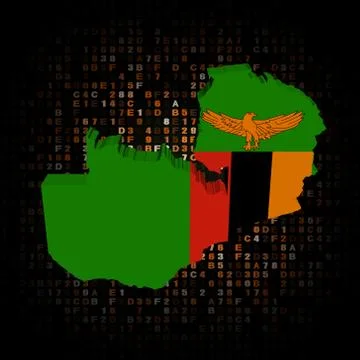 Zambia map flag on hex code illustration Stockillustratie
