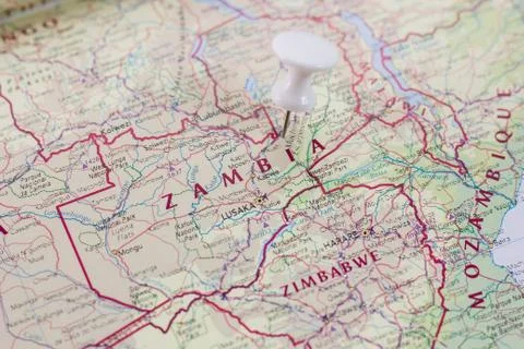 Zambia on the map of the world. Stock Photos