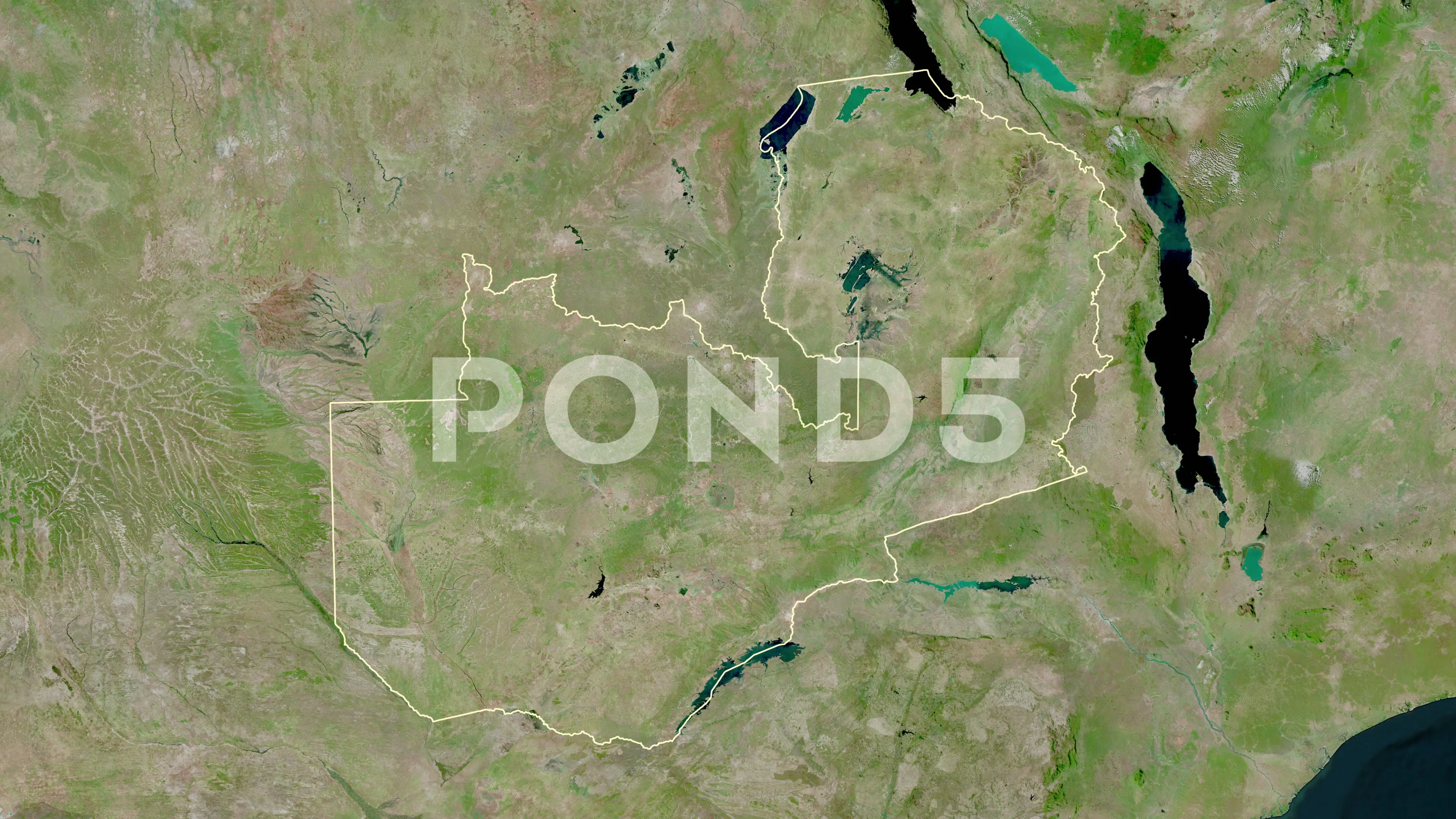 Satellite Map Of Zambia Zambia Map - Zoom. Border. Satellite. | Stock Video | Pond5