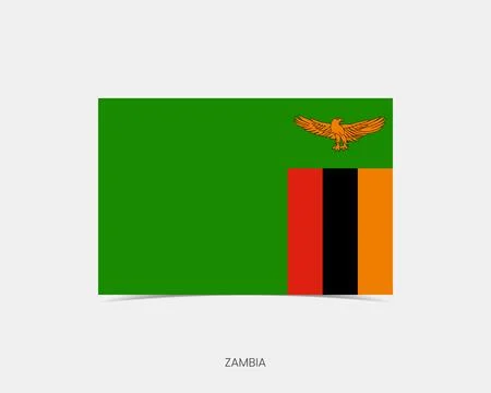Zambia Rectangle flag icon with shadow. Illustrazione stock