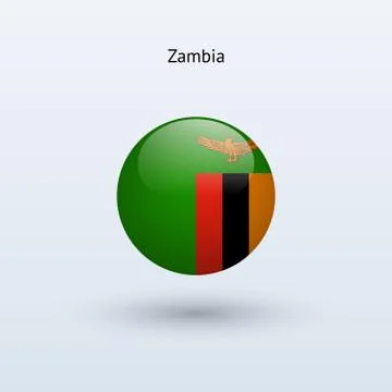 Zambia round flag. Vector illustration. 스톡 일러스트